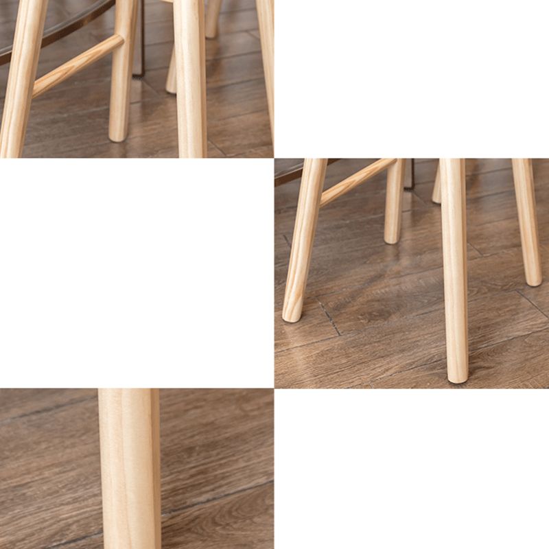 Indoor Pine Modern Bar Stool Contoured Seat Footrest Counter Stool with Wood Legs