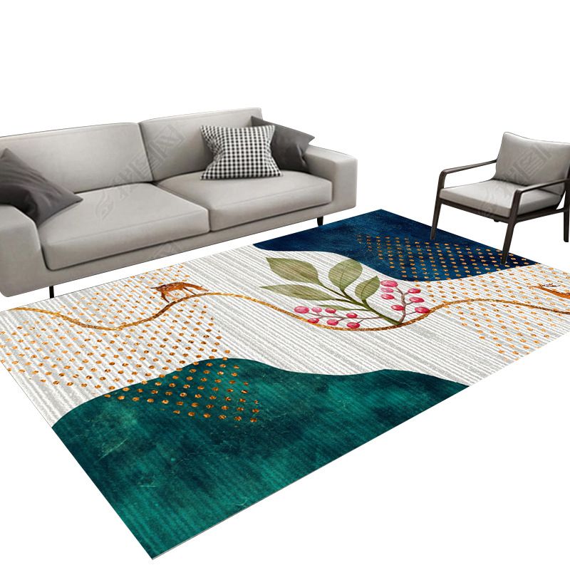 White Waves Rug Polyester Simple Rug Non-Slip Backing Rug for Drawing Room