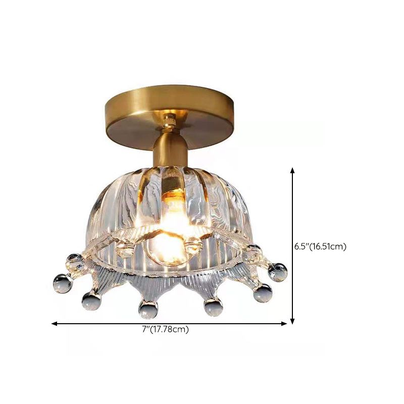 Single Golden Modern Flush Mount Lighting Shaded Ceiling Light for Bedroom