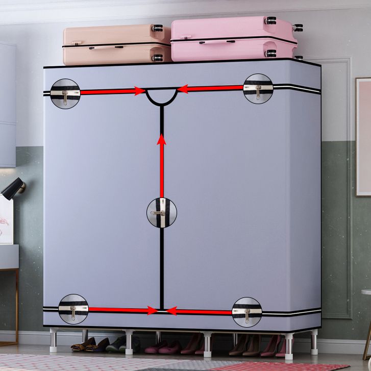 Steel Wardrobe Cabinet with Shelves Modern Wardrobe Armoire for Home