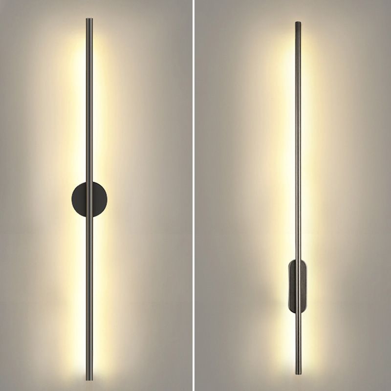 Iluminación de pared lineal negra Acrílico moderno 1 luz de pared de luz luz para el dormitorio