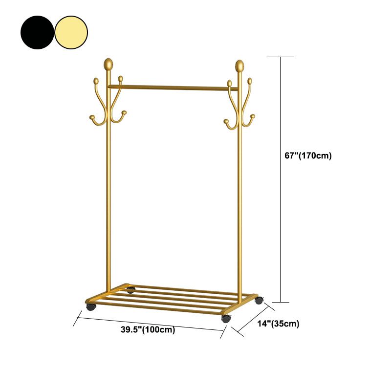 Glam Coat Hanger Metal 4 Hooks Free Standing Coat Rack with Storage Shelving