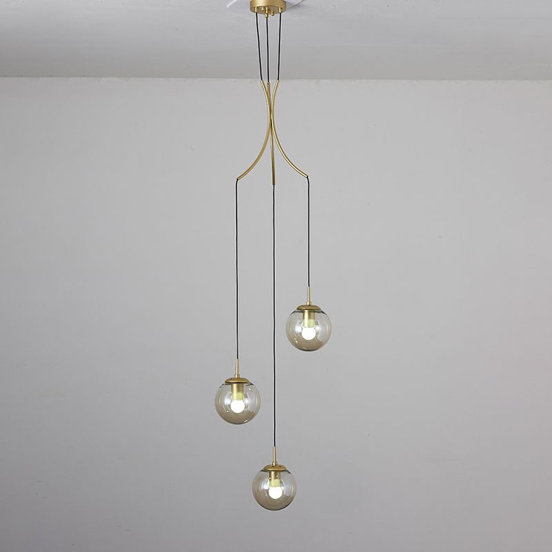 Modern Minimalist  Multiple Globe Shade Pendant Light  Glass Long Hanging Lamp  for Living Room