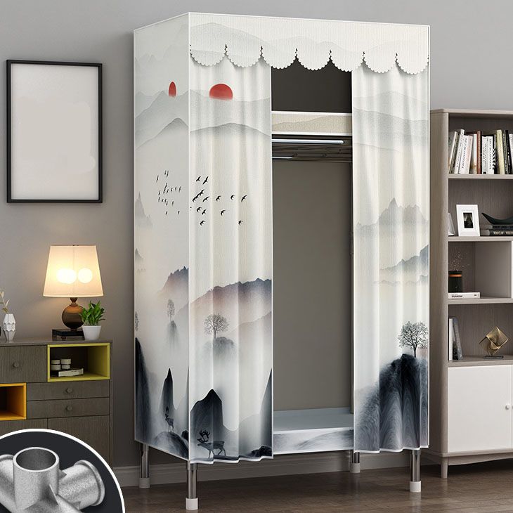 Contemporary Style Steel Wardrobe 2-Tier Metal Wardrobe Closet for Home