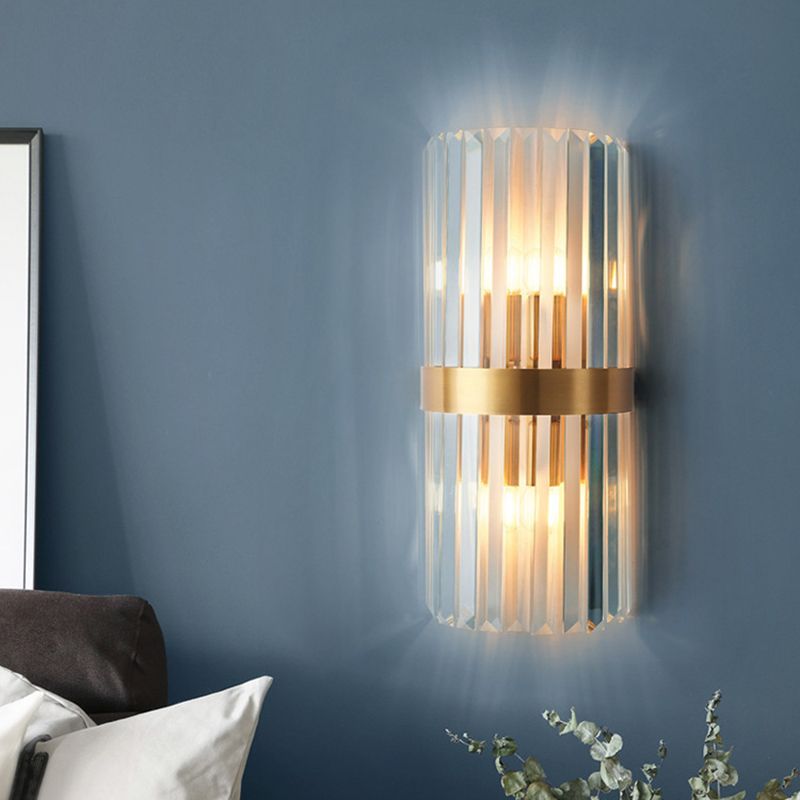 Modern Crystal Wall Light Geometric Gold 18" Wide Wall Sconce for Living Room