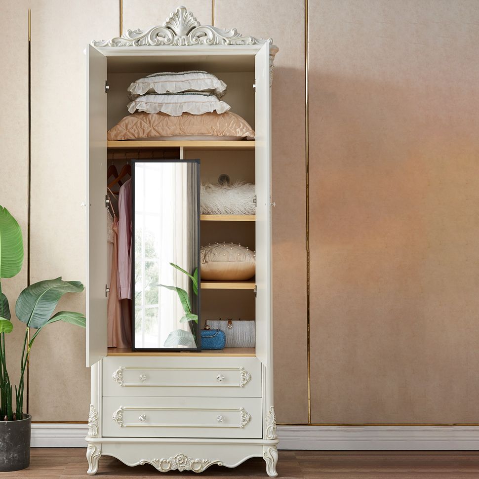 French Country Wardrobe Solid Wood Wardrobe Closet with Cloth Rod