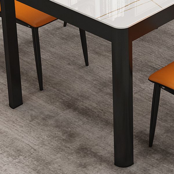 Metal Modern Rectangle Indoor Table Glass Top Table for Dining Room