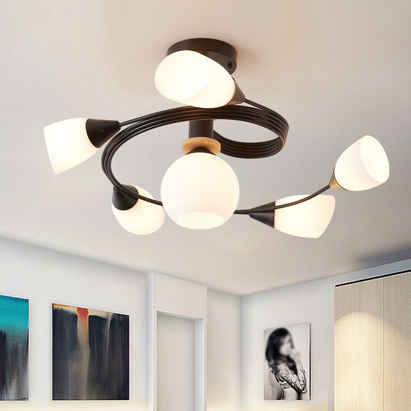 Metal Flush Mounted Ceiling Lights Frosted Glass Shade Ceiling Lighting for Living Room