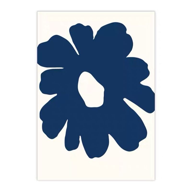 Dark Blue Flower Carpet Polyester Simple Carpet Washable Carpet for Drawing Room