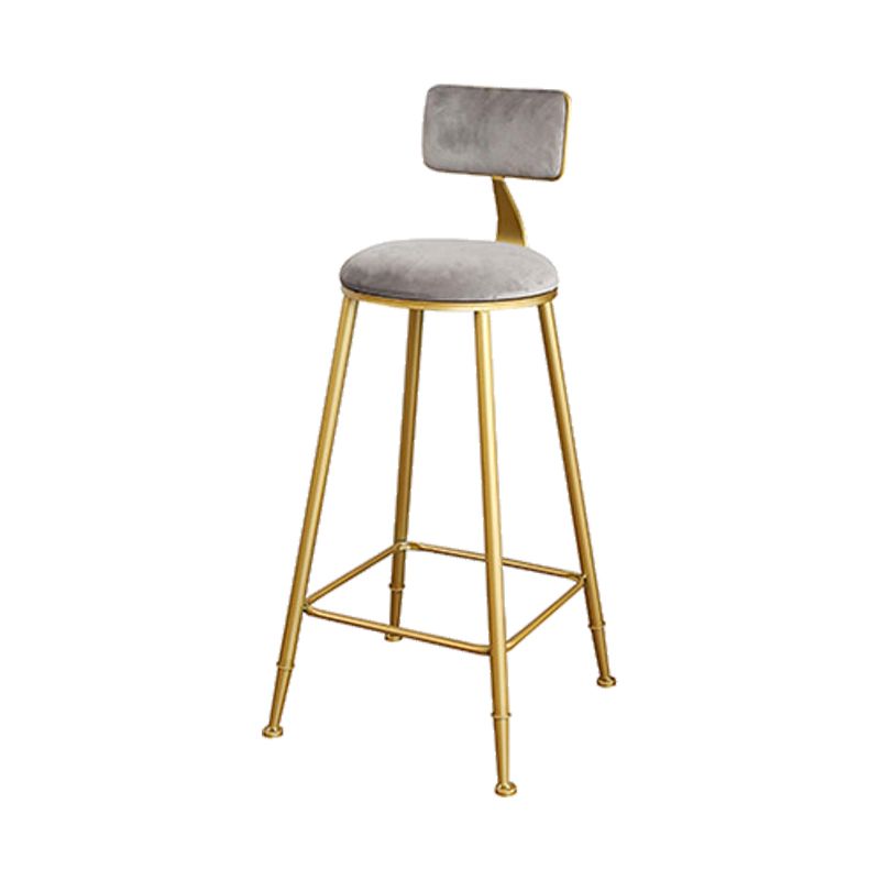 Nordic Backrest Armless Counter Stool Iron Kitchen Bar Stool with Gold Base