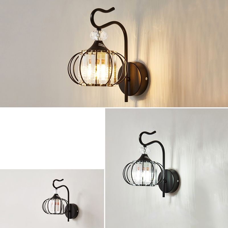 Crystal Lantern Wall Mounted Lamp Simplicity 1-Light Crystal Sconce Lighting for Living Room