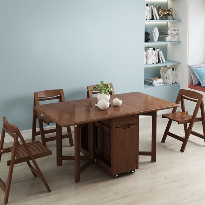 Mesa de comedor marrón moderna de mediados de siglo Mesa de comedor de hoja de madera maciza para uso en el hogar