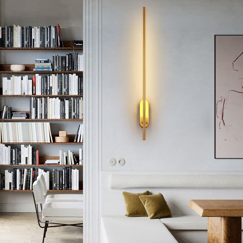 Acryl messing LED -muur sconce in moderne beknopte stijl koper lineair wandlicht voor binnenruimtes