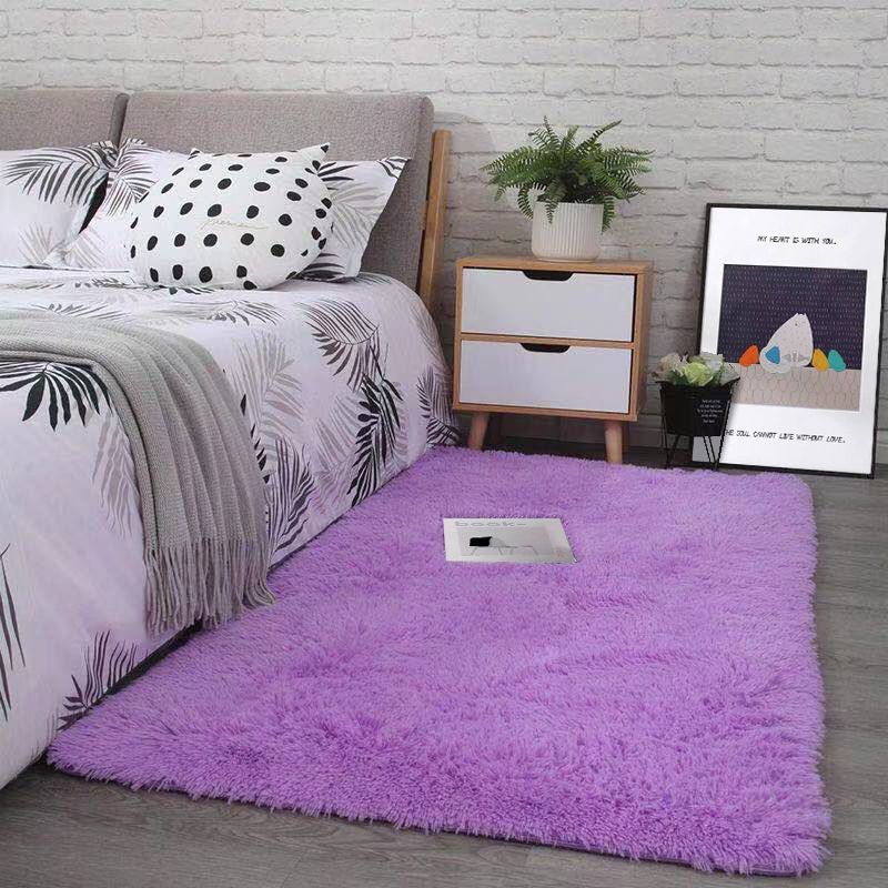 Fancy Grau Area Teppich Feste Farbe Polyester Fläche Rug Plüsch Easy Care Teppich für Wohnkultur