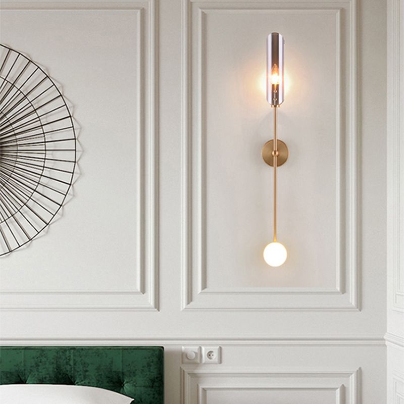 Glass Wall Lighting Contemporary 2 Lights Gold Sconce Lamp Fixture for Living Room