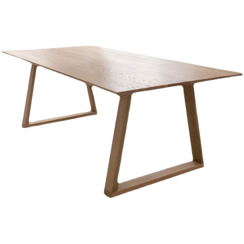 Mesa rectangular moderna de mediados de siglo, mesa fija de color madera con 4 patas