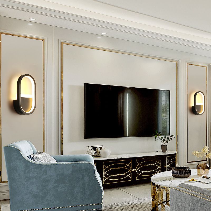 Lampe à LED elliptique en métal minimalisme minimalisme appliques murales luminaire pour chambre à coucher