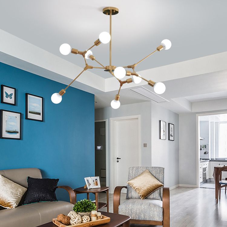 Postmodern Bare Bulb Hanging Light Metal Chandelier Light for Dining Room