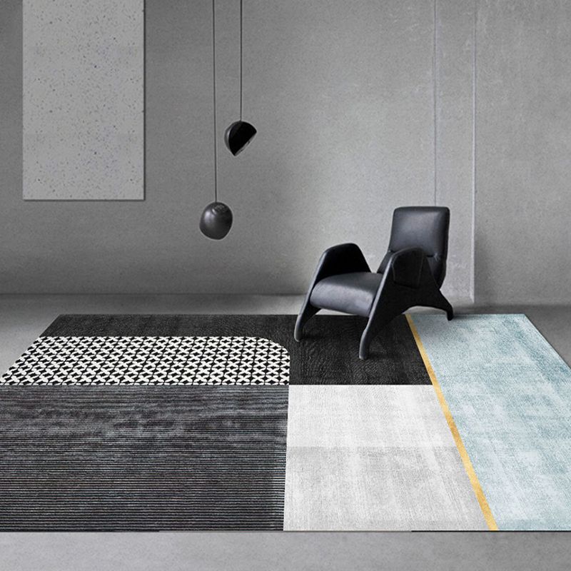 Gold Abstract Line Rug Polyester Simple Indoor Rug Washable Rug for Home Decor