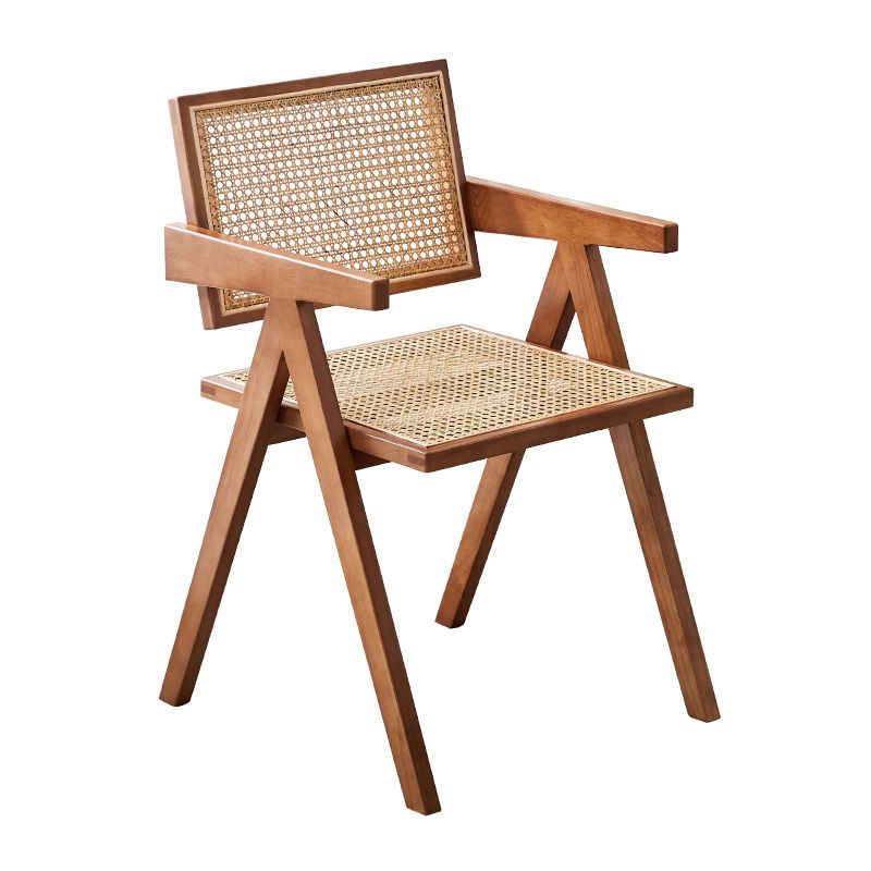 Contemporary Open Back Kitchen Dining Arm Chair Solid Wood Dining Arm Chair