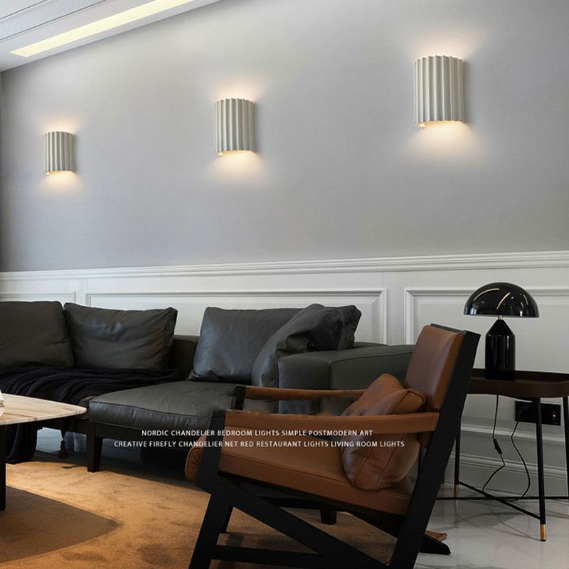 Modern Style Half Cylinder Wall Light Resin 2 Light Sconces for Bedroom