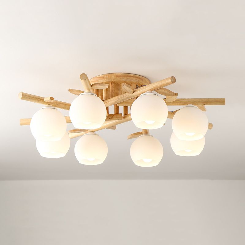 Contemporary Wood Ceiling Light Flush Mount Lighting for Bedroom