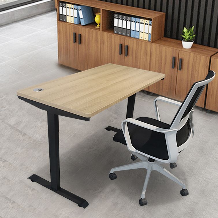 Rectangular Contemporary Writing Desk Natural T-Shape Base Desk