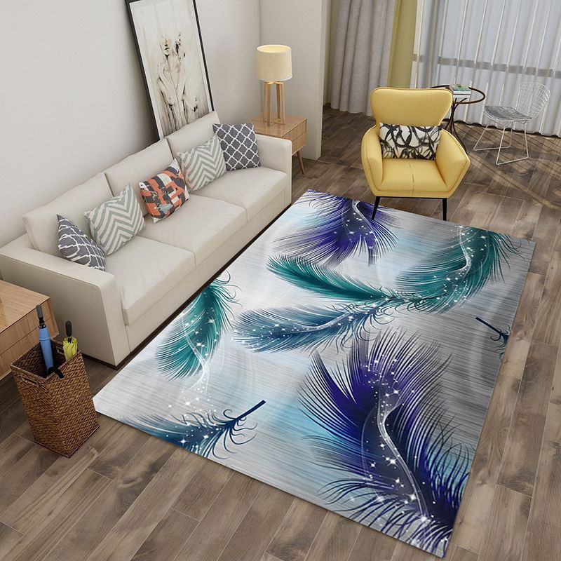 Light Gold Feather Rug Polyester Modern Rug Non-Slip Backing Rug for Home Decor