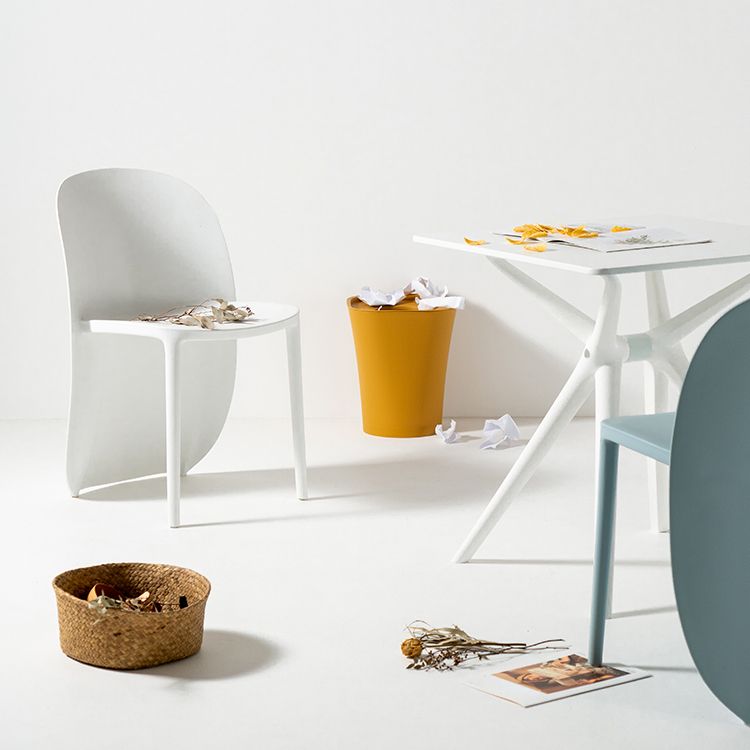 Silla de comedor de plástico de estilo nórdico, sillas laterales sin brazos para cocina (juego de 2)
