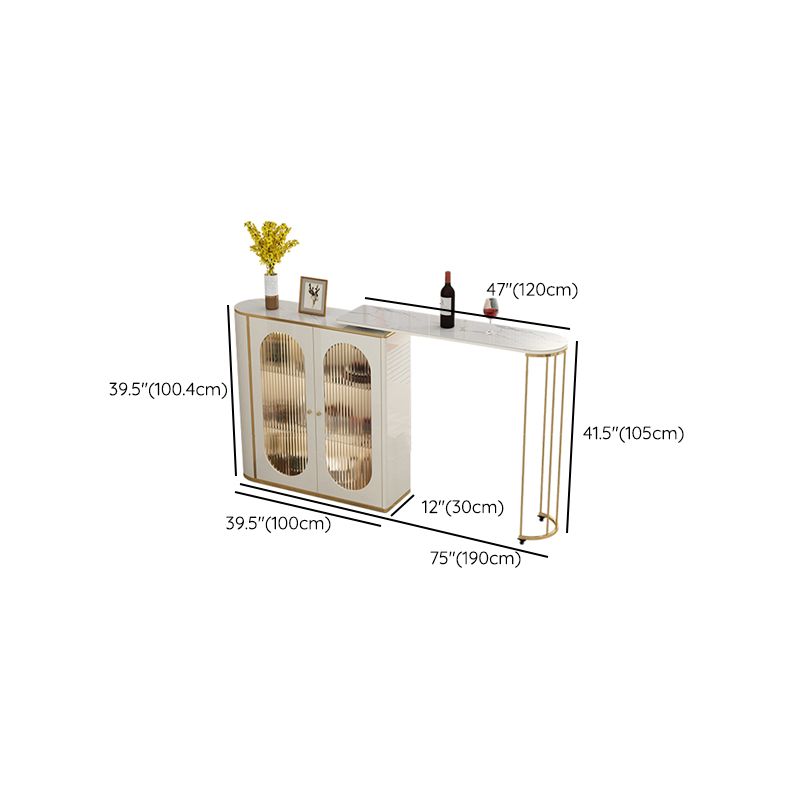 1/2 Pieces Counter Height Pub Set in Gold and White, Oval for Living Room