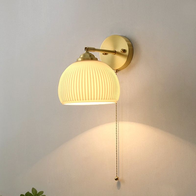 Vidrete de vidrio blanco apliques de pared de una cabeza para dormitorio de sala de estar