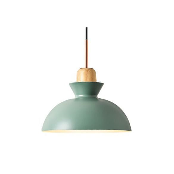 Pink/Yellow/Green Bowl Shade Ceiling Fixture Modern Style Metal 1 Light Dining Table Pendant Light