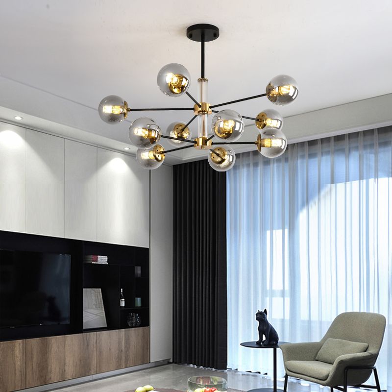 Nordic Globe Chandelier Clear Glass Multi Light Hanging Light for Bedroom