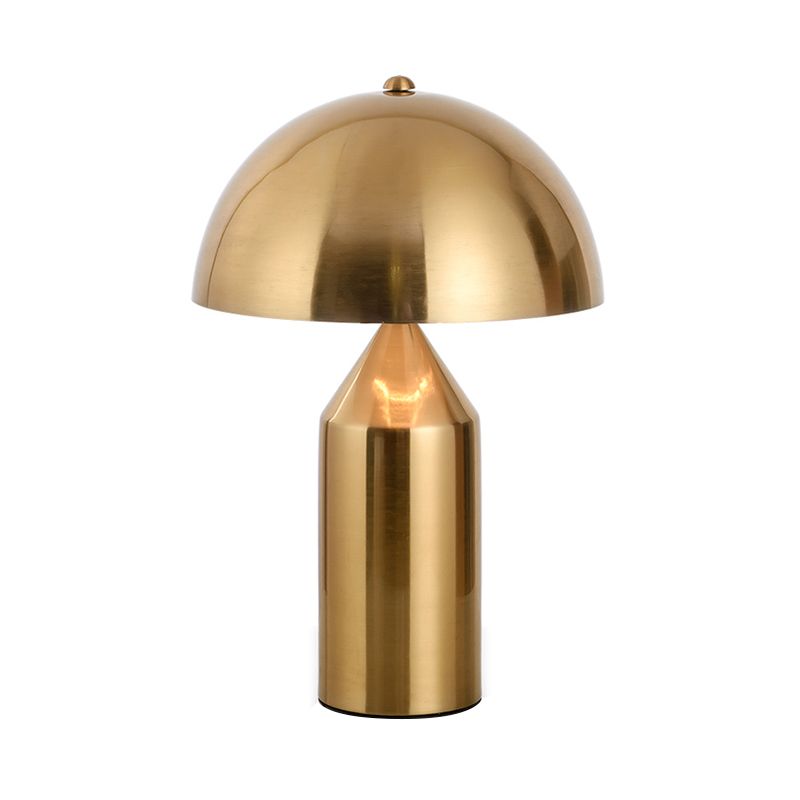 Luce da tavolo da notte a cupola in metallo moderno 1 lampada da comodino oro chiaro con base a matita