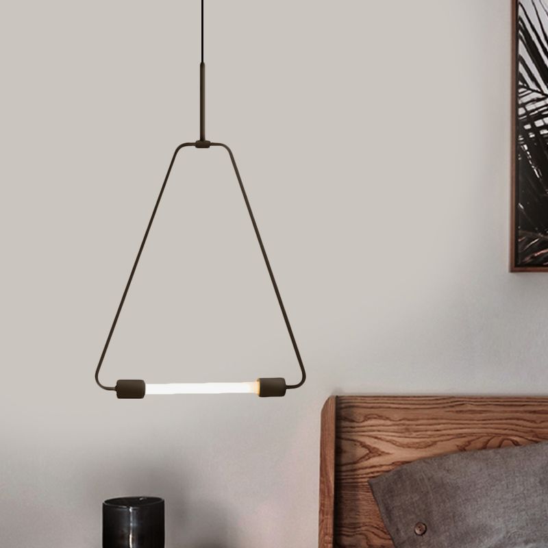 Black/Gold Metal Ceiling Light Triangle Wire Frame Simple Style LED Pendant Light Fixture for Foyer