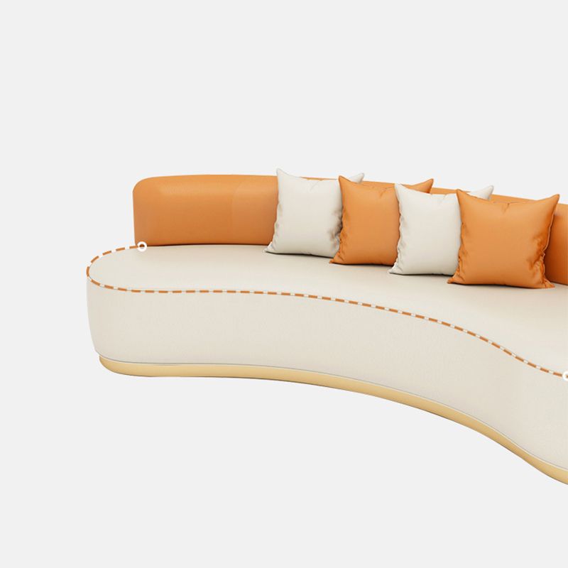 Faux Leather Armless Curved Sofa Contemporary Moon Shape Sofa
