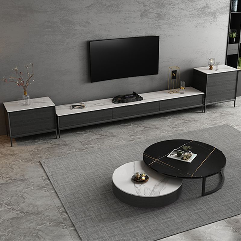 Contemporary TV Console Enclosed Storage TV Media Stand for Living Room