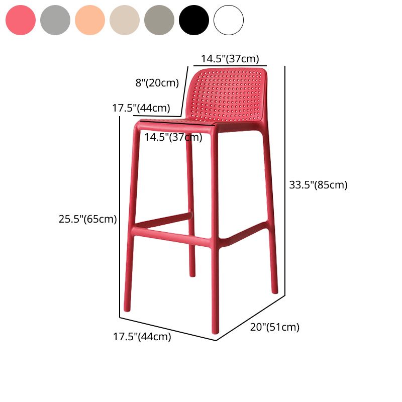 Modern Plastic Bristol Stool Footrest Matte Finish Stackable Barstool