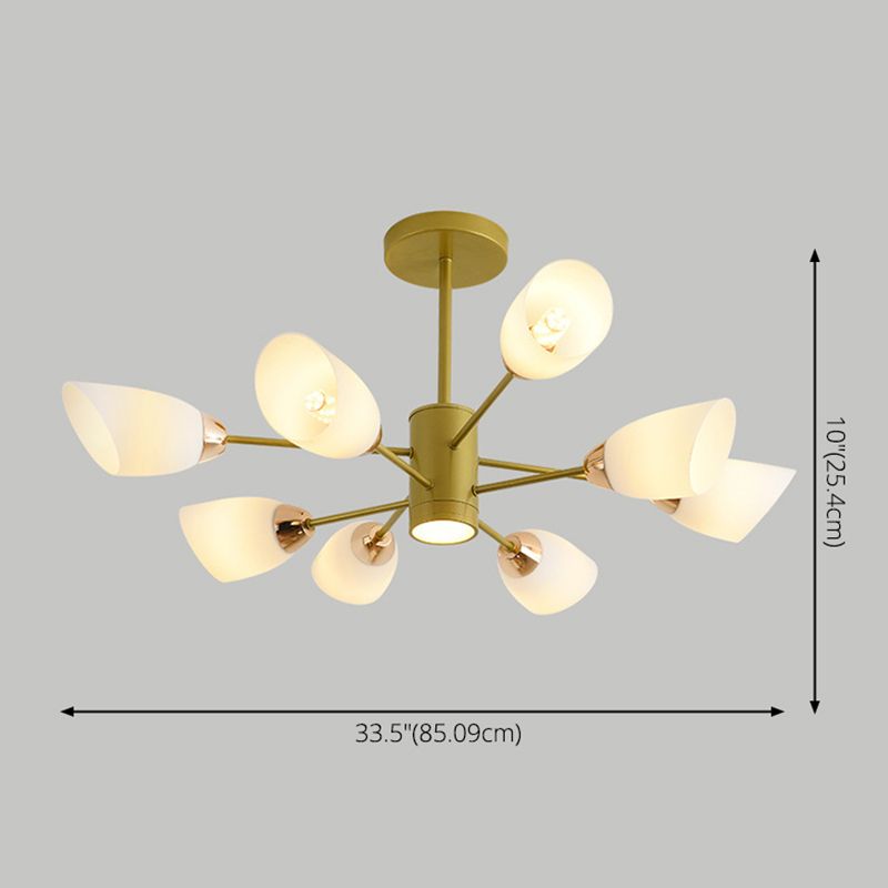 Modern Starburst Hanging Chandelier Light White Glass Shade Ceiling Chandelier for Living Room