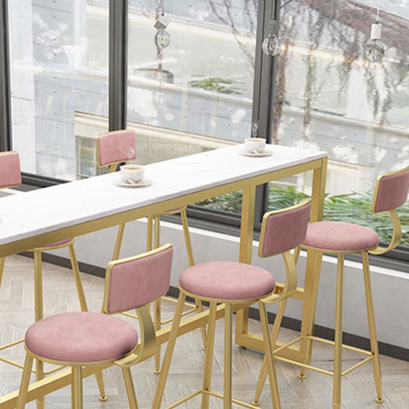 Modern Bar-height Table Faux Marble Top Pub Table with Metal Base