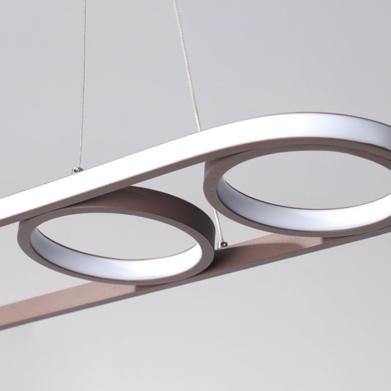 39 "/ 47" de large île métallique ovale Éclairage de plafond de café simple Plafond LED Light en lumière chaude / blanche