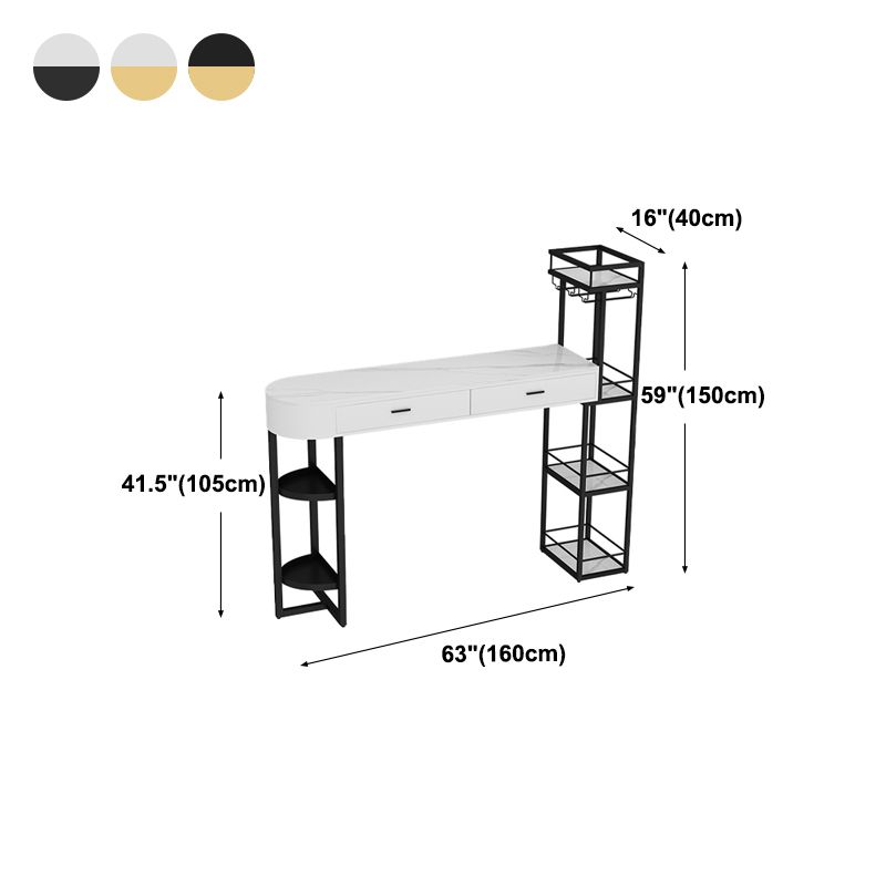 Contemporary Indoor Marble Cocktail Bar Table Storage Sled Bistro Bar Table