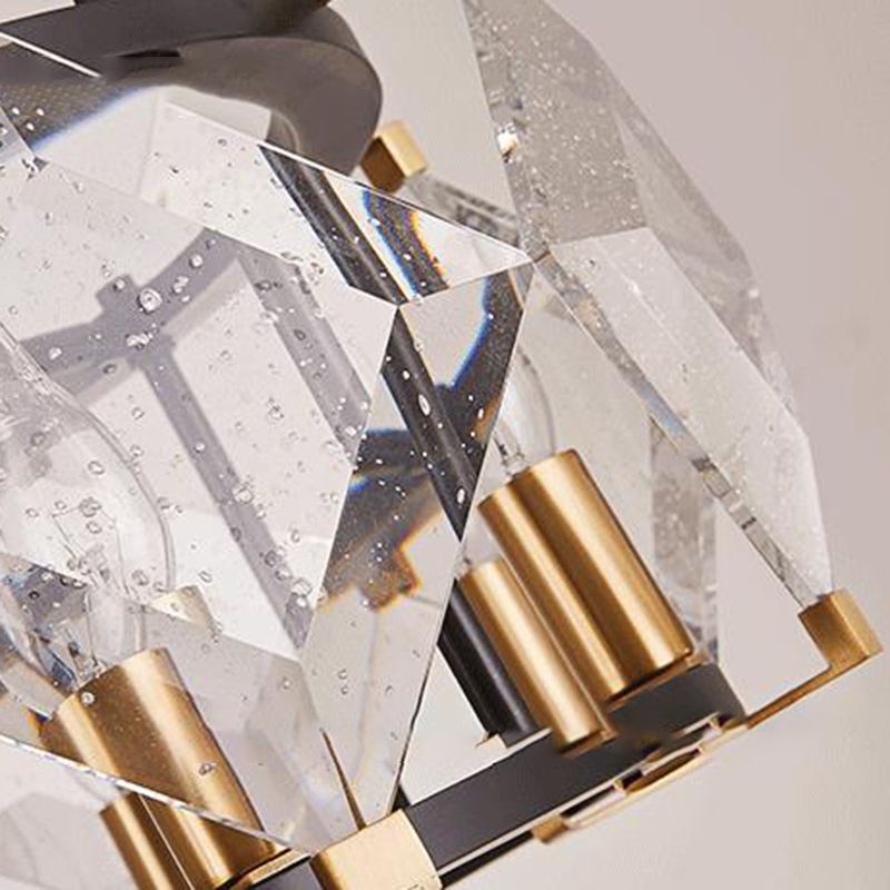 Rhombus suspendu à lustre suspendu Crystal Crystal 8 Têtes Plafond noir Light