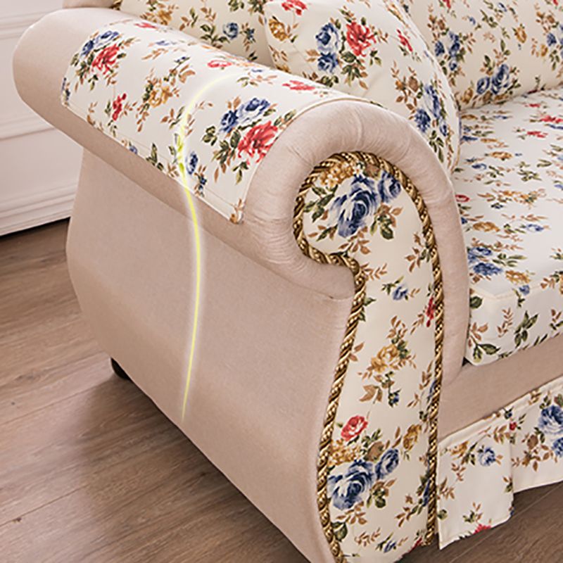 Traditional One Armed Accent Chair Fabric Rolled Arms Chaise
