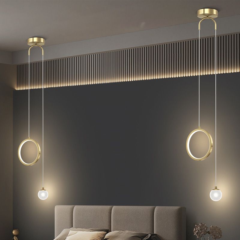 Contemporary Circular Ring Pendant LED Pendant in Golden for Bar Study Room