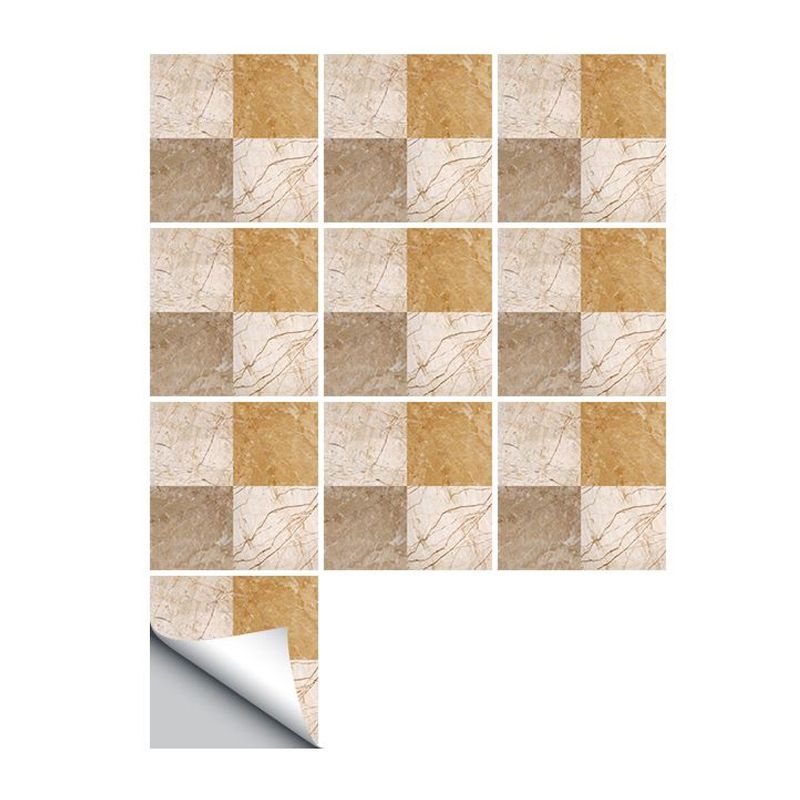 50 Pcs Mosaic Tile Stick Wallpapers Modern Classic Marble Wall Covering in Brown, 6' x 6"