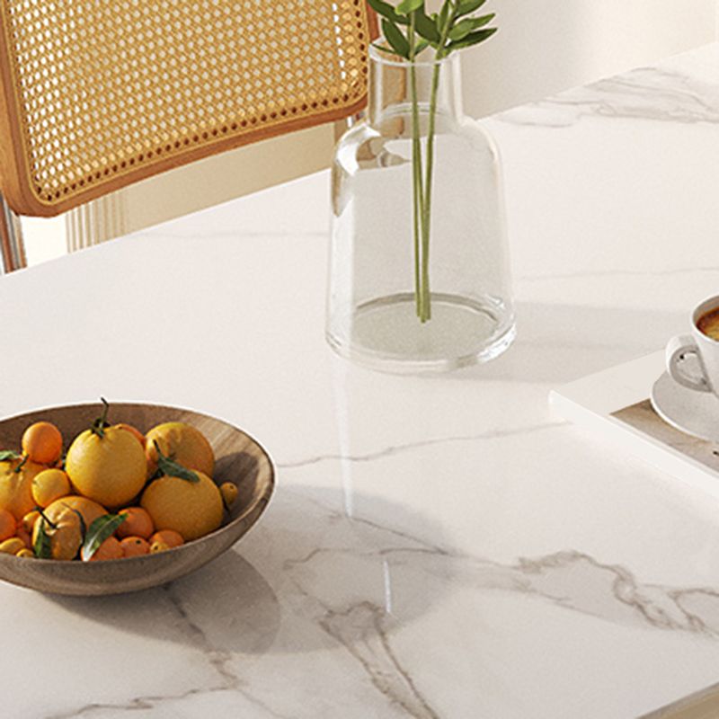 Modern Free Form Dining Table for Kitchen White Dinette Table with Storage
