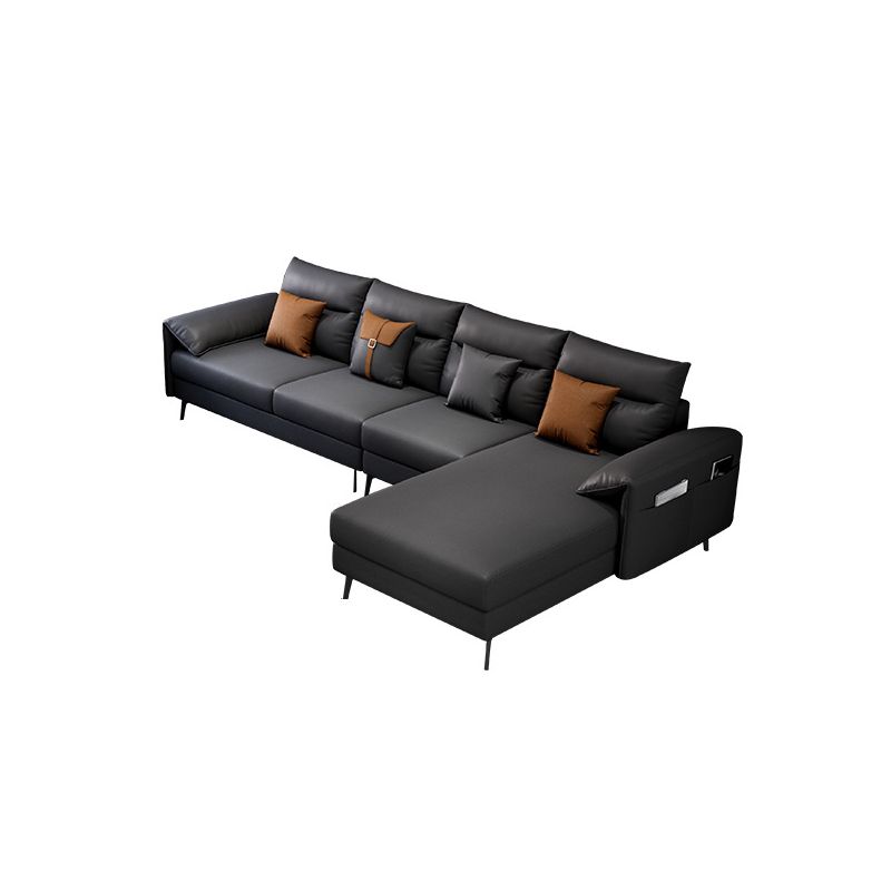 Contemporary Pillow Top Arm Modular Sofa and Chaise with 4 Pillows