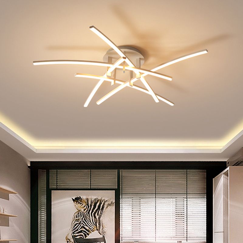 Crossed Rod Flush Mount Ceiling Light Simple Metal Bedroom LED Flush Light Fixture