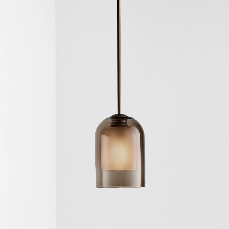 Luz de techo colgante de dormitorio kit de lámpara colgante de estilo ámbar moderno con tono de vidrio de campana